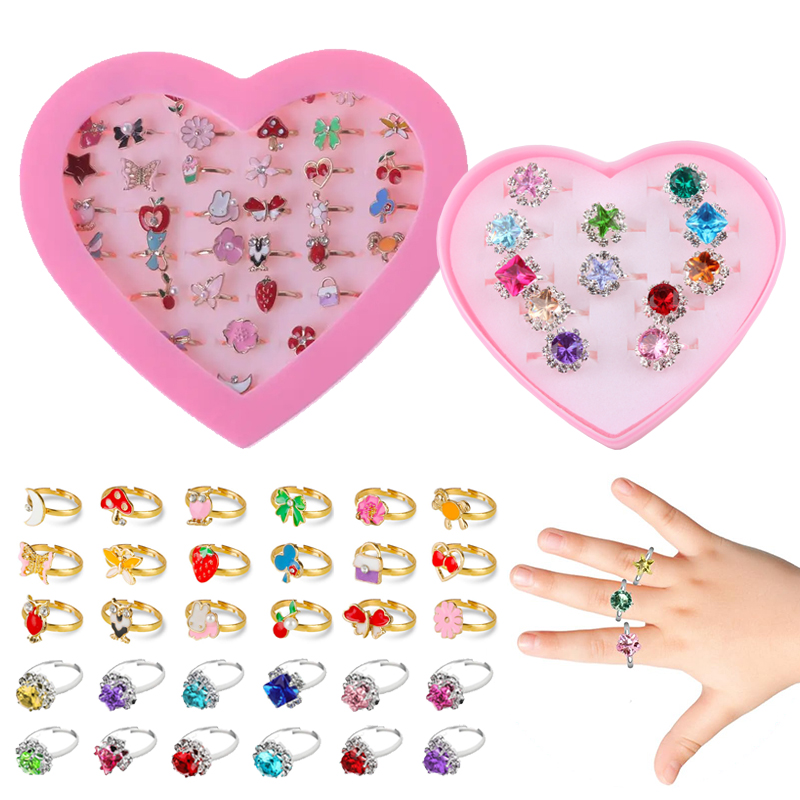 Beauty Makeup Kids - Anillos para niños, joyería exquisita ajustable,