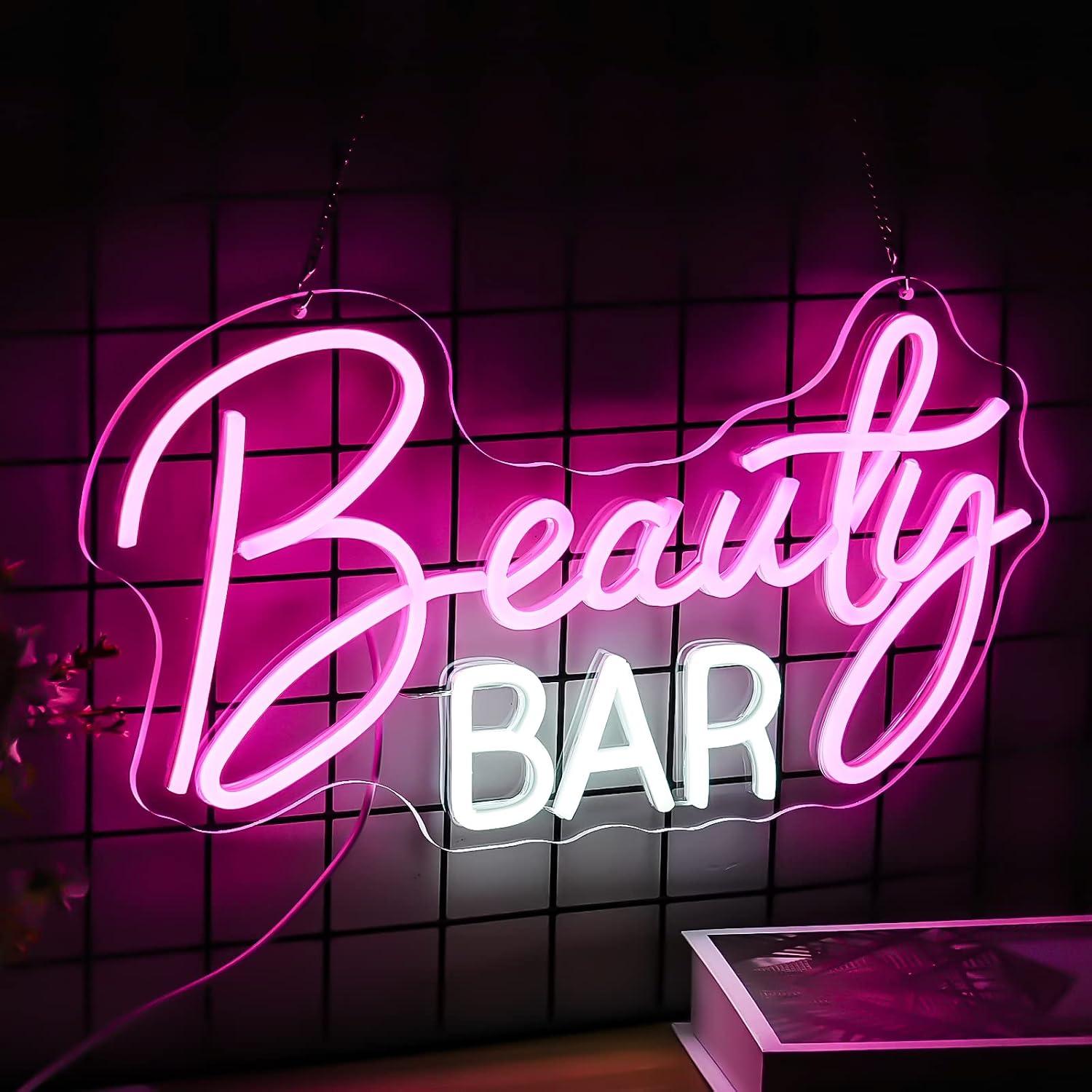 Beauty Makeup Bar - Letrero de neón Beauty Bar con