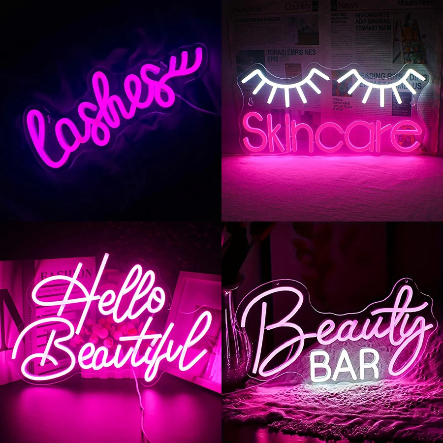 Letrero de neón para pestañas, - Beauty Makeup Bar reseña y precio